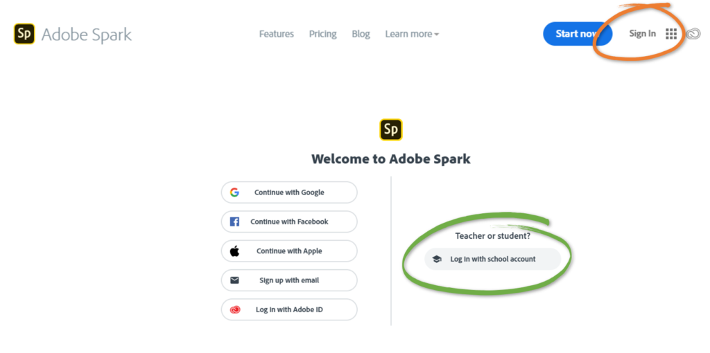 adobe spark email sign in